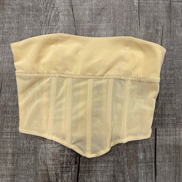 Edikted Tops - Edikted‎ Yellow Strapless Corset Bustier Crop Top Small Mesh Boned NWT Y2K Sexy